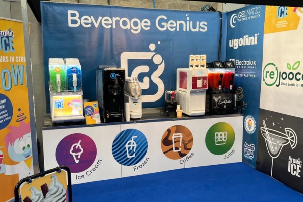 Display of Beverage Genius drink and soft serve equipment at a trade show